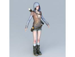 RPG Female Adventurer 3d model preview