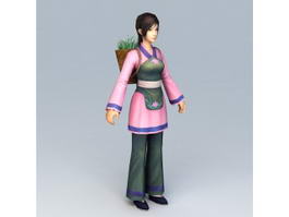 Ancient Chinese Peasant Girl 3d model preview