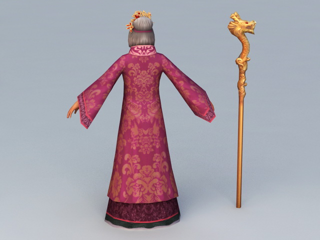 Ancient Chinese Grandmother 3d rendering