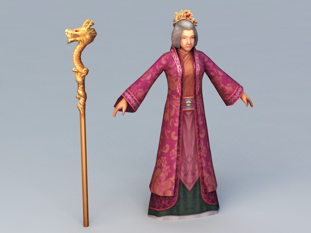 Ancient Chinese Grandmother 3d rendering