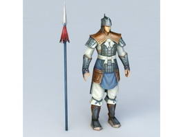 Ancient Chinese Soldier with Spear 3d model preview