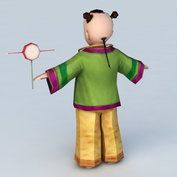 Traditional Chinese Toddler Boy 3d rendering