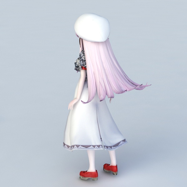 Cute Shy Anime Girl 3d rendering