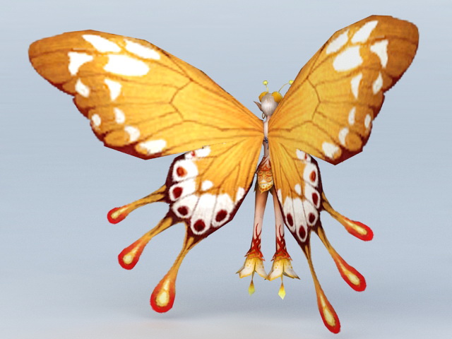 Yellow Butterfly Fairy 3d rendering
