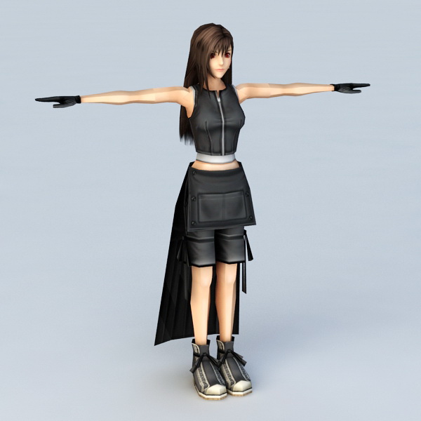 Anime Girl with Black Dress 3d rendering