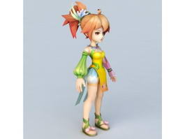Cute Little Anime Girl 3d model preview