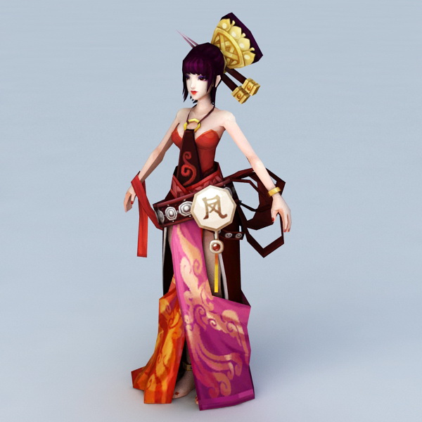 Chinese Anime Girl Dancer 3d rendering