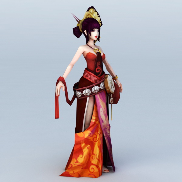 Chinese Anime Girl Dancer 3d rendering