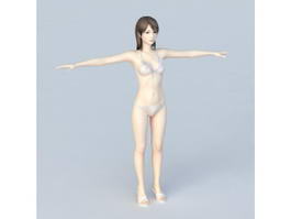 Bikini Woman T-Pose 3d model preview