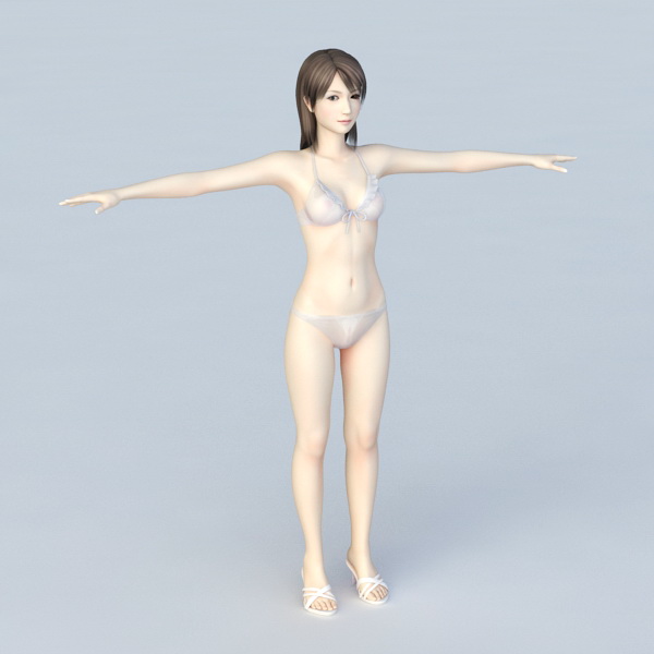 Bikini Woman T-Pose 3d rendering