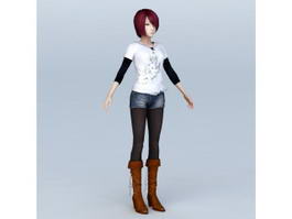 Fashion Girl T-Pose 3d model preview