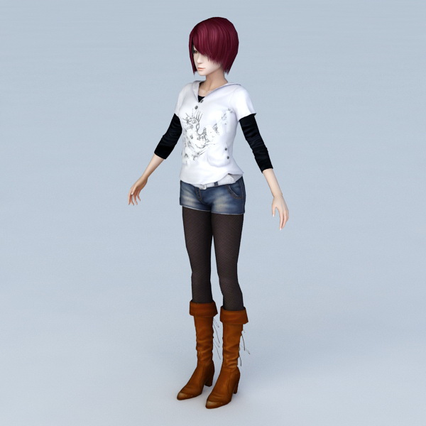 An untextured 3d androgynous female model in t-pose for animation and  rigging in a video game on Craiyon