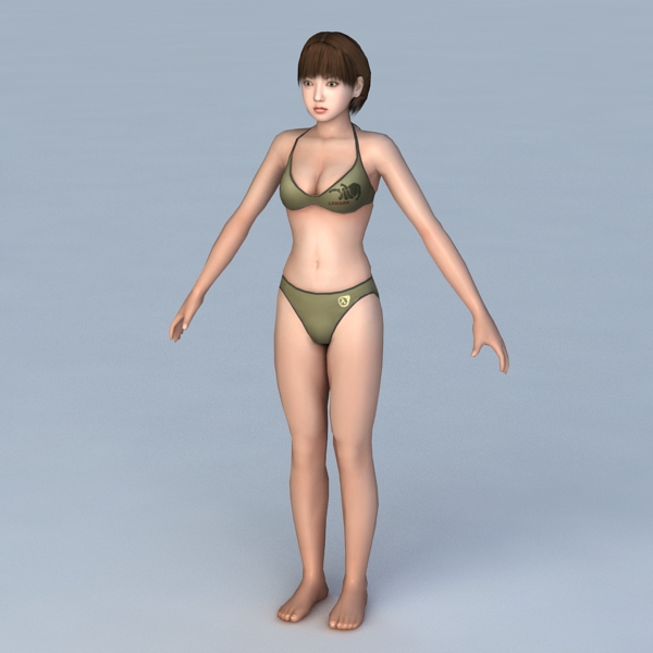 Bikini Asian Woman T-Pose 3d rendering