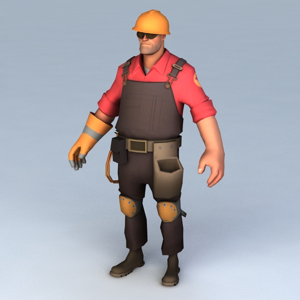 Engineer Character Rigged 3d rendering