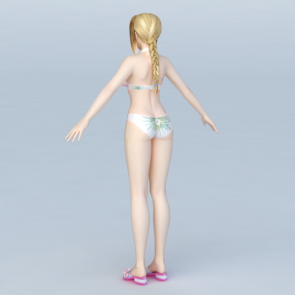 Bikini Girl with Blonde Hair 3d rendering