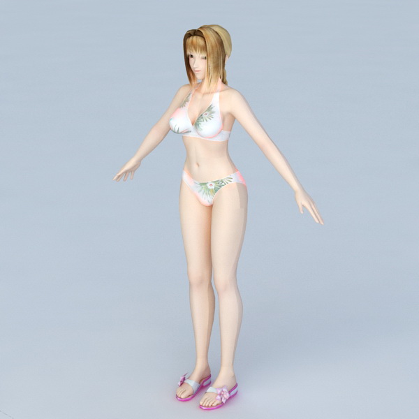 Bikini Girl with Blonde Hair 3d rendering