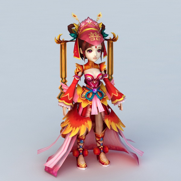 Anime Chinese Bride 3d rendering