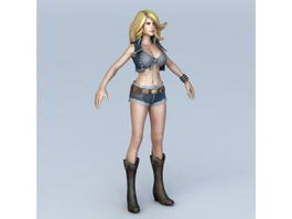 Hot Girl with Blonde Hair 3d model preview