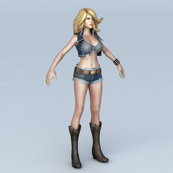 Hot Girl with Blonde Hair 3d rendering