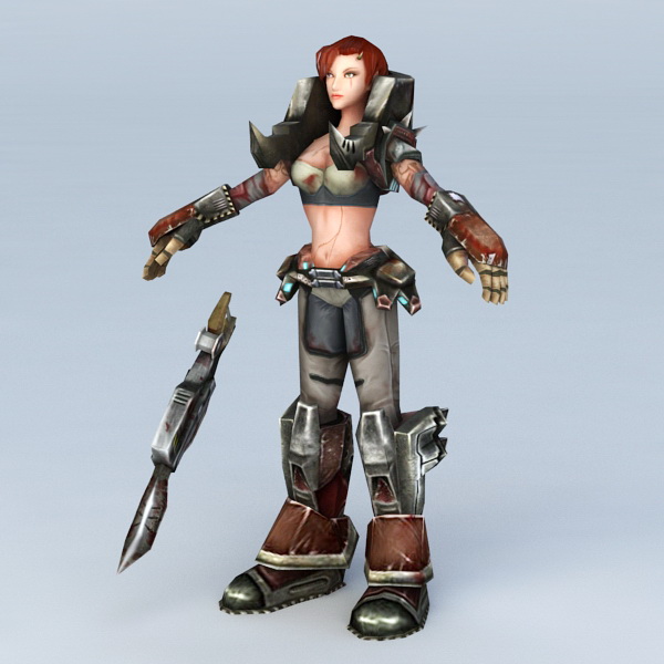 Steampunk Warrior Girl 3d rendering