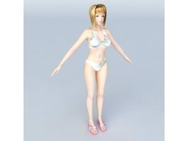 Cute Bikini Girl 3d model preview