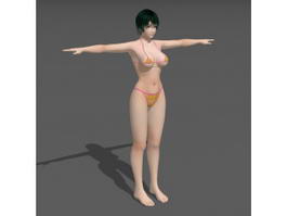 Beautiful Young Bikini Girl 3d model preview