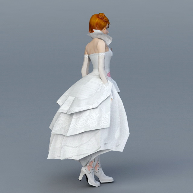 Beautiful Bride Wedding Dress 3d rendering