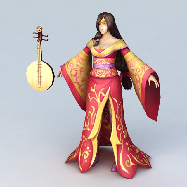 Chinese Geisha Girl 3d rendering