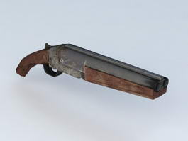 Old Flintlock Pistol 3d model preview