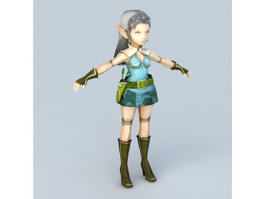 Anime Elf Girl Archer 3d model preview