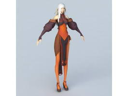 Female Elf Mage 3d model preview