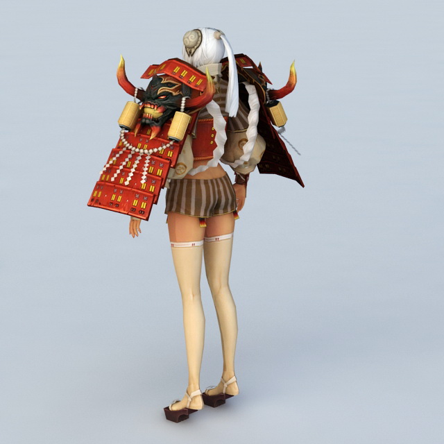 Female Samurai Character 3d rendering