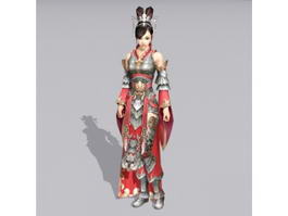 Female Chinese Warrior 3d model preview