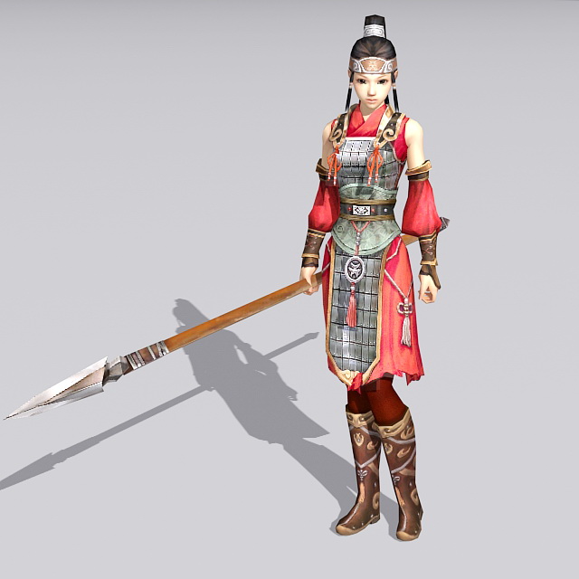 Ancient Chinese Soldier Woman 3d rendering