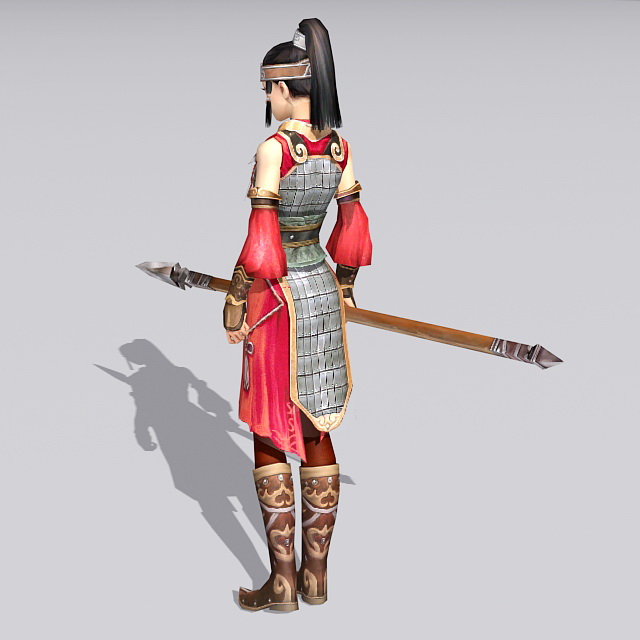 Ancient Chinese Soldier Woman 3d rendering