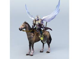 angel warrior riding horse 3d model preview