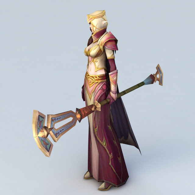 High Elf Female Priest 3d rendering