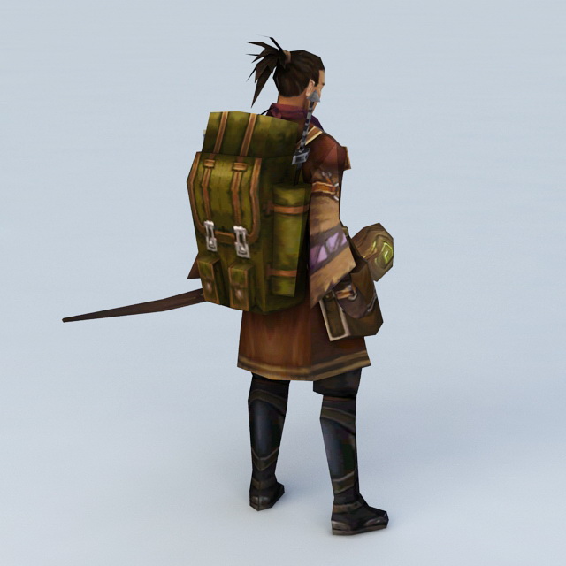 Medieval Adventurer Man 3d rendering