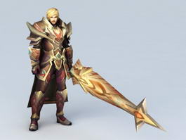 Anime Male Warrior with Sword 3d preview