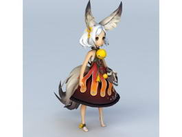 Anime Fox Girl Character 3d model preview