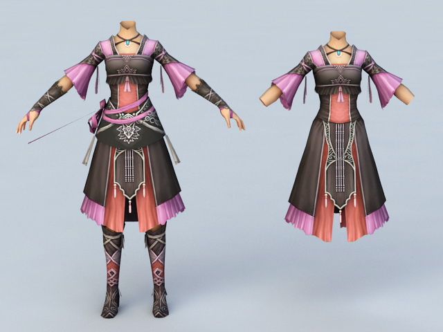 Ancient Chinese Women Clothing 3d rendering