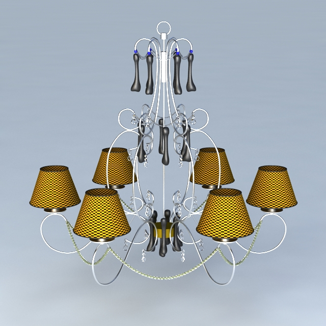 French Wire Chandelier 3d rendering