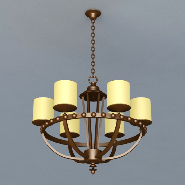 Bronze 6-Light Chandelier 3d rendering