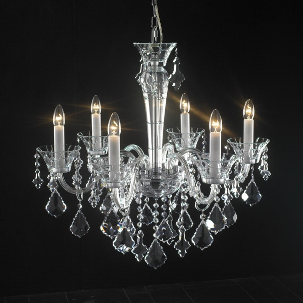 Crystal 6 Candle Chandelier 3d rendering