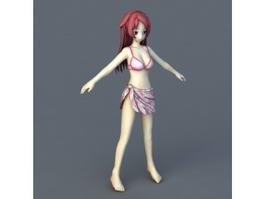 Anime Girl Swimsuit 3d preview