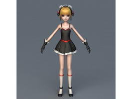Anime Girl Character Rigged Animated 3d model preview