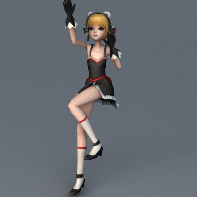 Anime Girl Character Rigged Animated 3d model 3ds Max files free