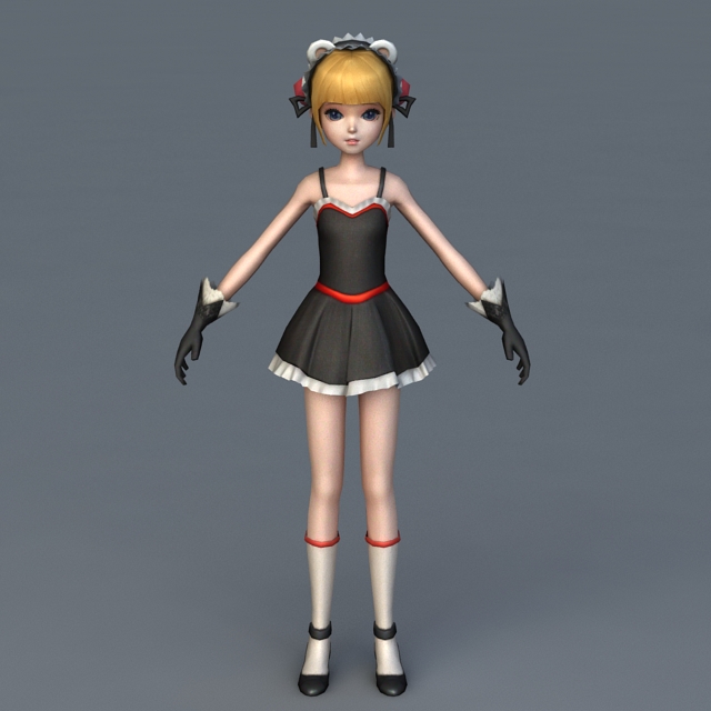 Anime Girl Character Rigged Animated 3d model 3ds Max