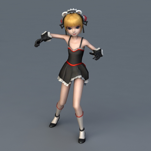 Anime Girl Character Rigged Animated 3d model 3ds Max