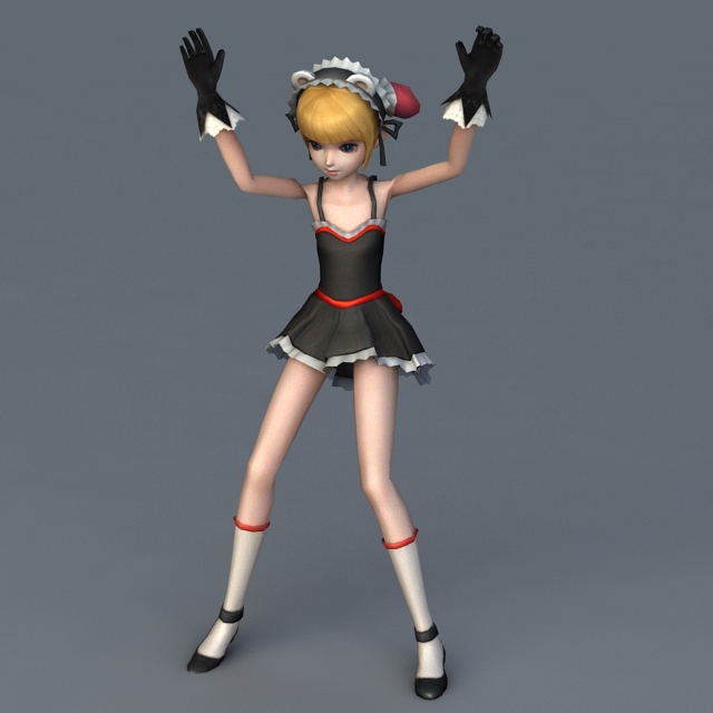 Anime Girl Character Rigged Animated 3d model 3ds Max